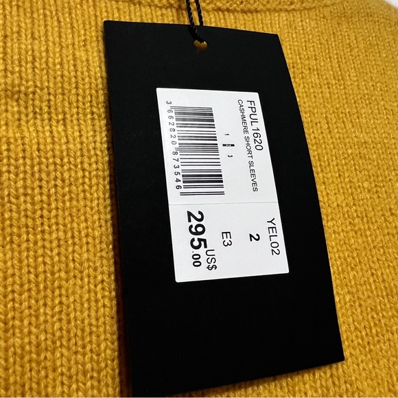 The Kooples yellow mustard cashmere cardigan oversized crop length sweater sz 2 - Picture 7 of 11